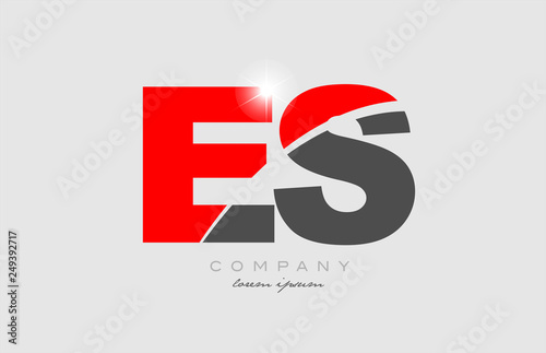 combination letter es e s in grey red color alphabet for logo icon design