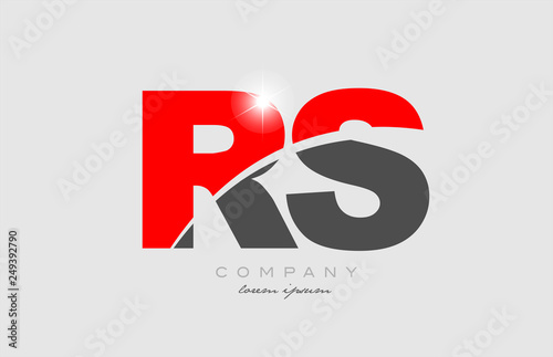 combination letter rs r s in grey red color alphabet for logo icon design