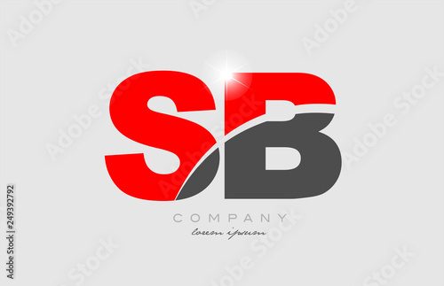 combination letter sb s b in grey red color alphabet for logo icon design