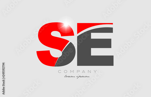 combination letter se s e in grey red color alphabet for logo icon design