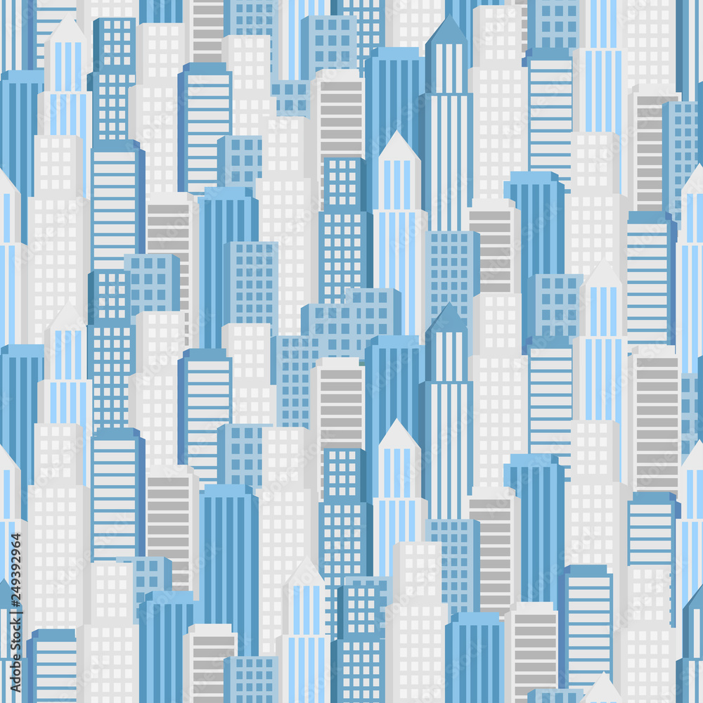 Vector city seamless pattern. Vector city panorama. background building