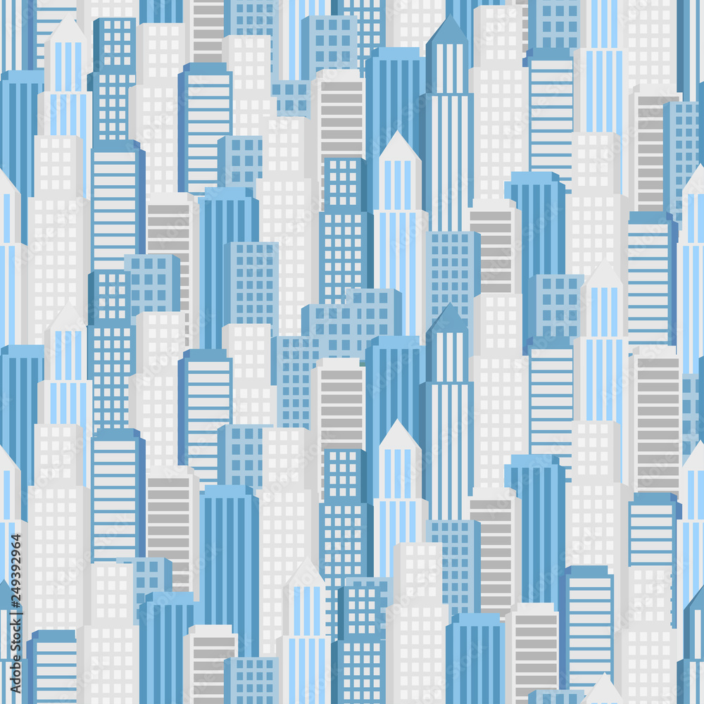 Obraz premium Vector city seamless pattern. Vector city panorama. background building