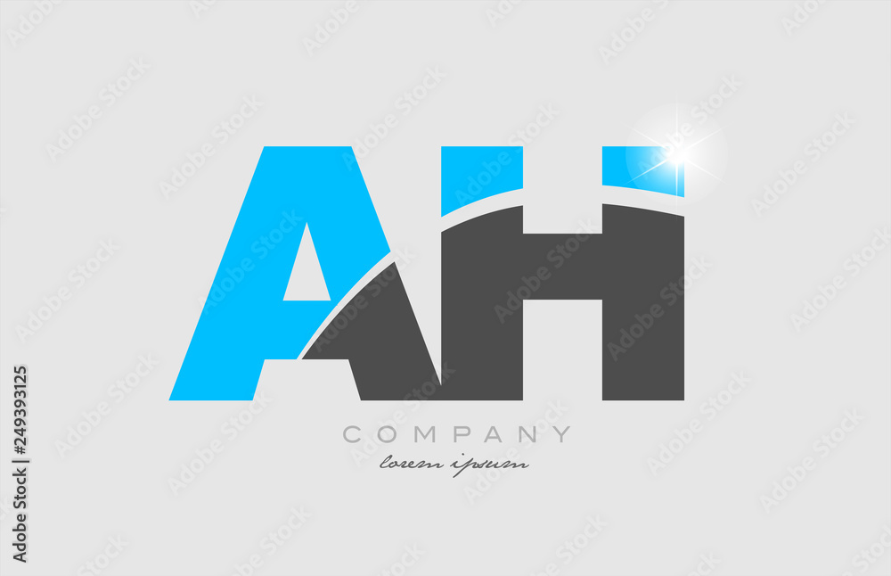 Obraz premium combination letter ah a h in grey blue color alphabet for logo icon design