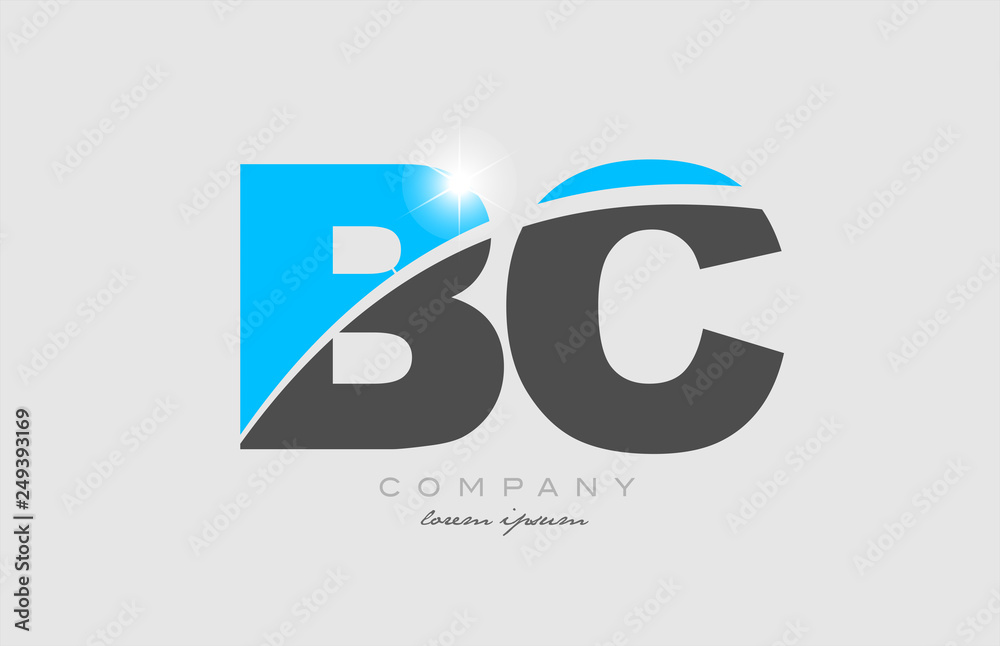 Fototapeta premium combination letter bc b c in grey blue color alphabet for logo icon design