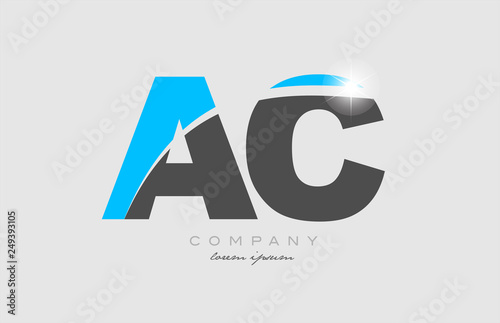 combination letter ac a c in grey blue color alphabet for logo icon design
