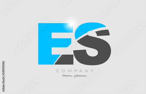 combination letter es e s in grey blue color alphabet for logo icon design