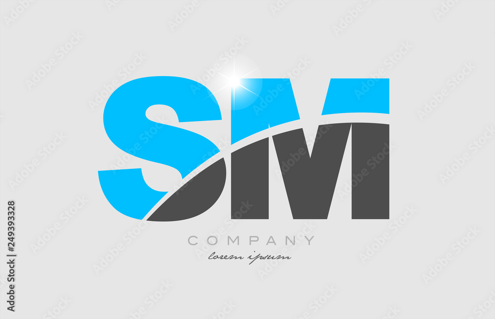 Fototapeta premium combination letter sm s m in grey blue color alphabet for logo icon design