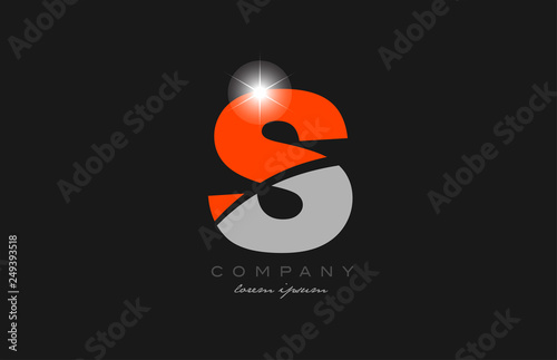 letter s in grey orange color alphabet for logo icon design