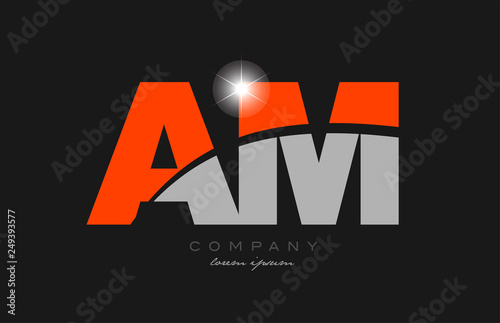 combination letter am a m in grey orange color alphabet for logo icon design