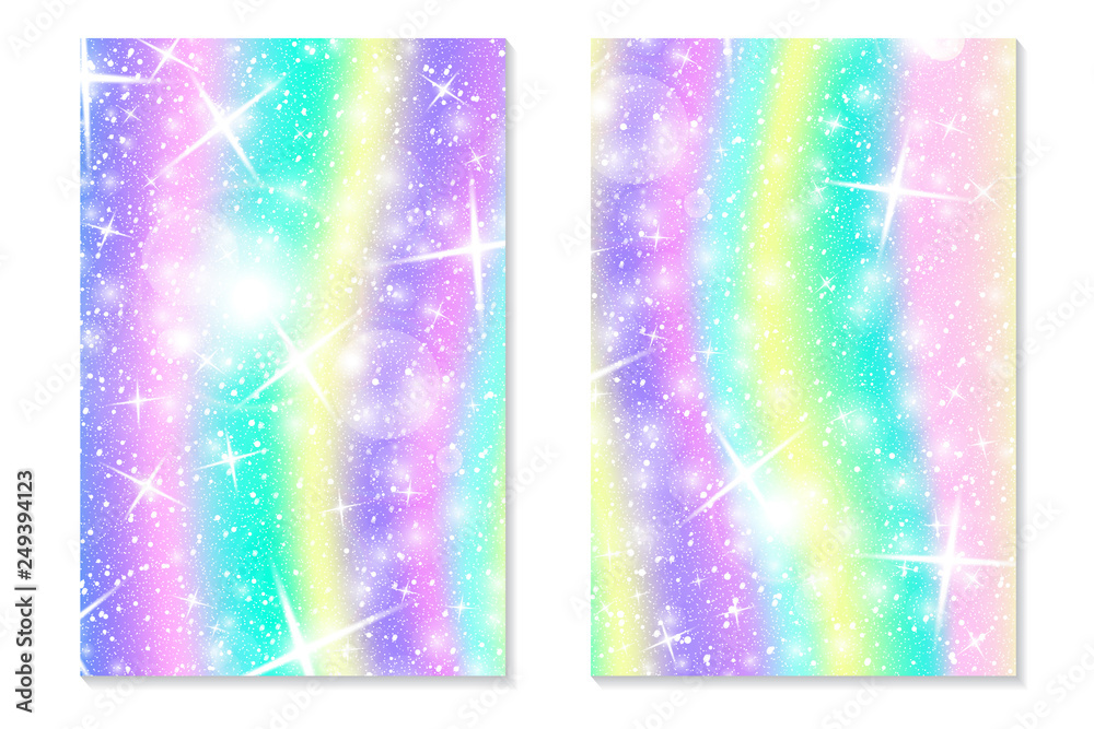 Unicorn rainbow background. Holographic sky Unicorn rainbow background. Holographic sky
