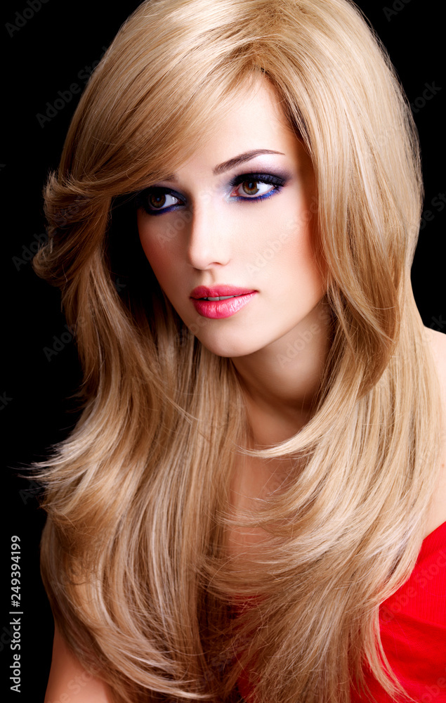 Portrait of a beautiful young woman with long white hairs Portrait of a beautiful young woman with long white hairs