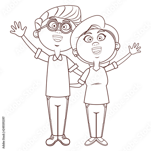 elder couple waving