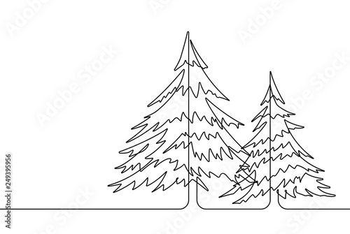 Pine Trees Continuous Line Vector Graphic