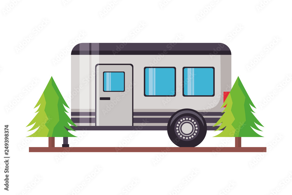 Obraz premium camper trailer trees