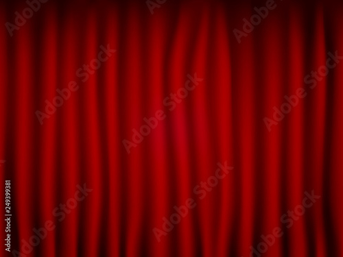 Beautiful red theatre folded curtain drapes texture.