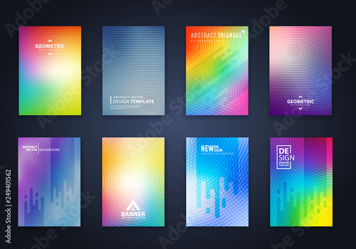 Cool background minimal geometric halftone line design template set