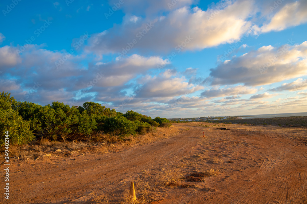 Colorful clouds and coast landscape during sunset in Geraldton, Western Australia