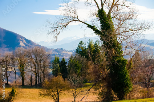 mountain range called Appennino Tosco Emiliano on a sunny day photo