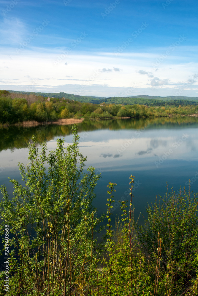 Spring panorama of a forest lake Spring panorama of a forest lake