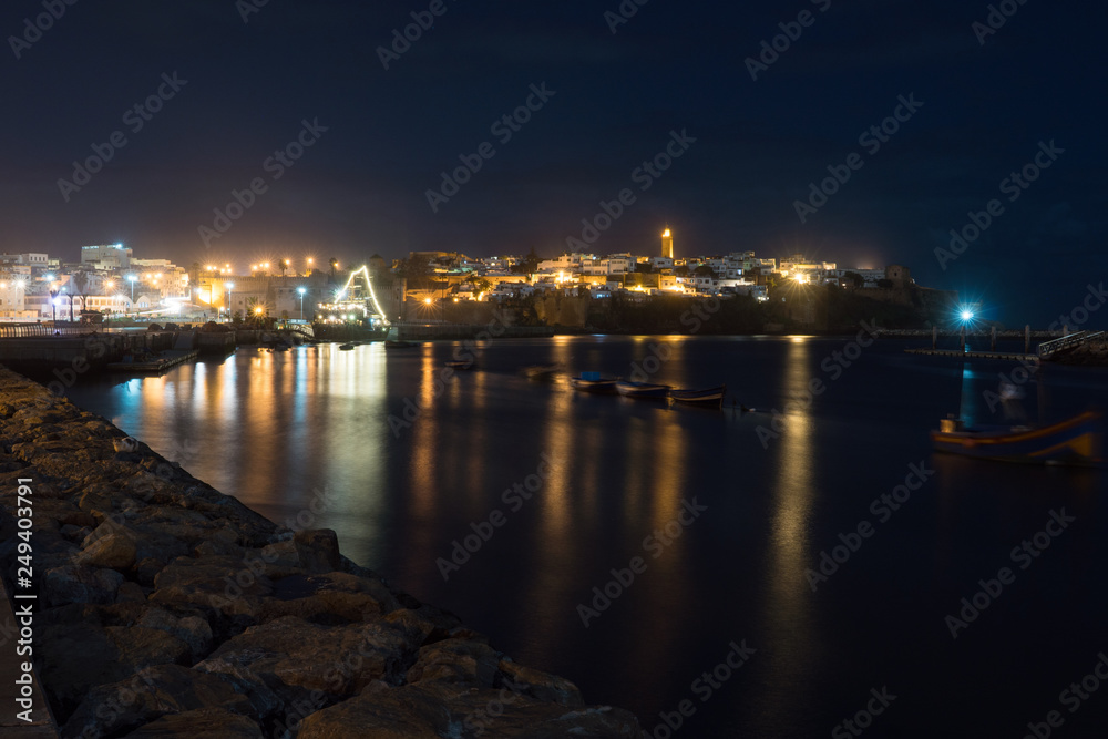 Night view on Kasbah of the udayas in Rabat, The capital of Morocco Night view on Kasbah of the udayas in Rabat, The capital of Morocco