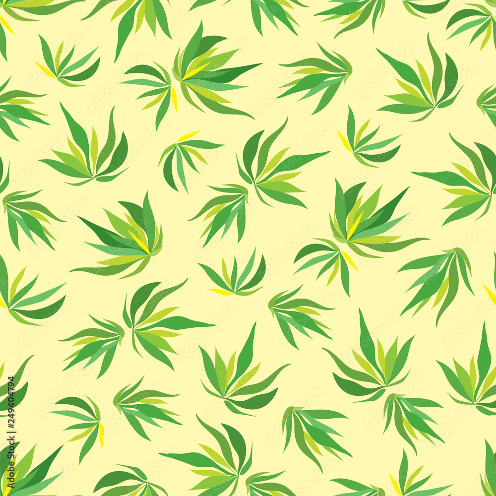 Fototapeta premium Vector seamless pattern with bamboo leaves on white background