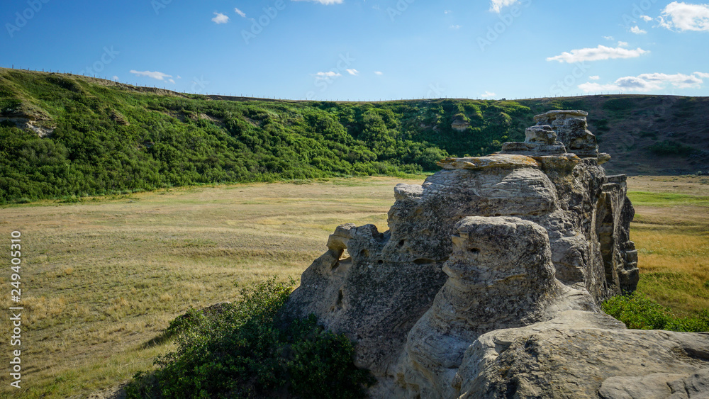 Poverty Rock Campground on the Milk River, Southern Alberta Badlands