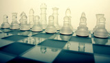 Chess on Blue and White Board
