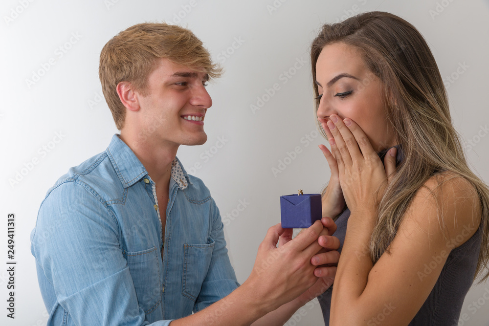 Man making proposal on a date with his girlfriend Man making proposal on a date with his girlfriend