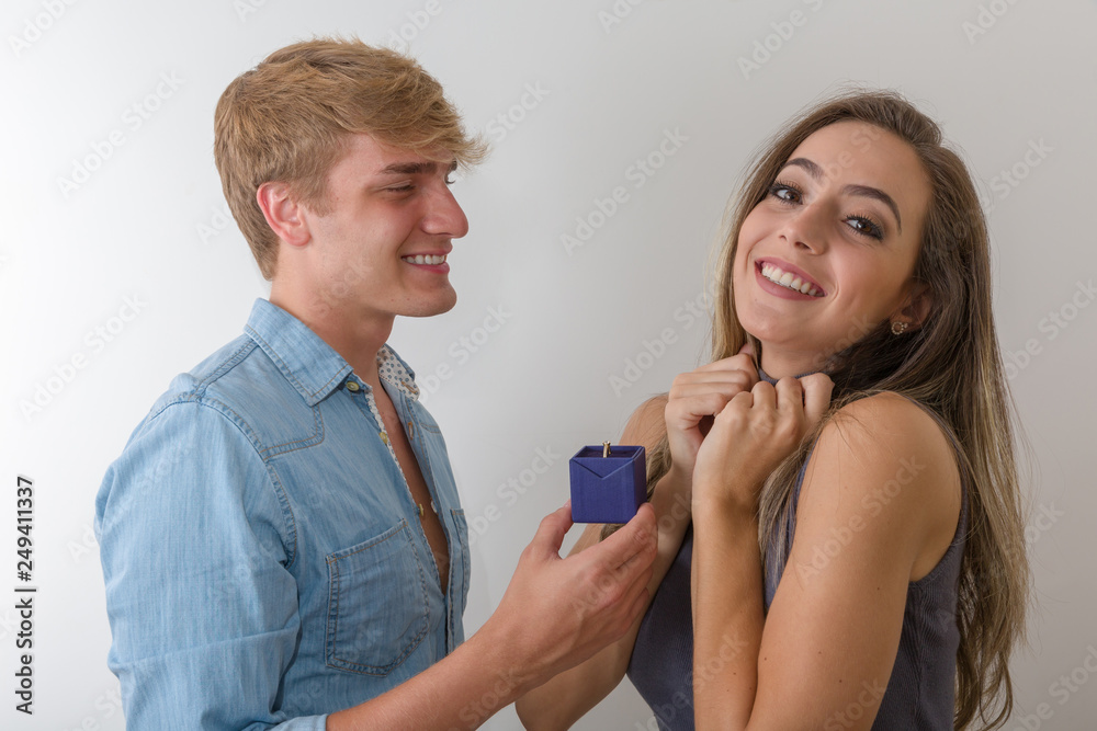 Man making proposal on a date with his girlfriend Man making proposal on a date with his girlfriend
