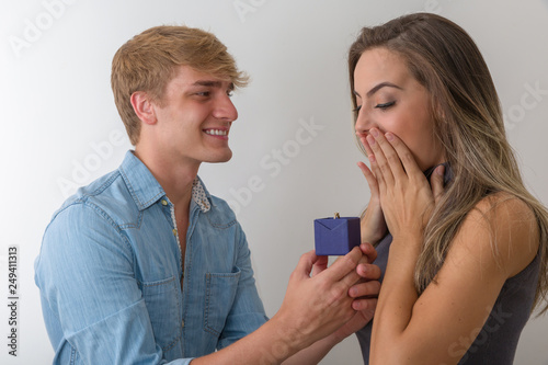 Man making proposal on a date with his girlfriend