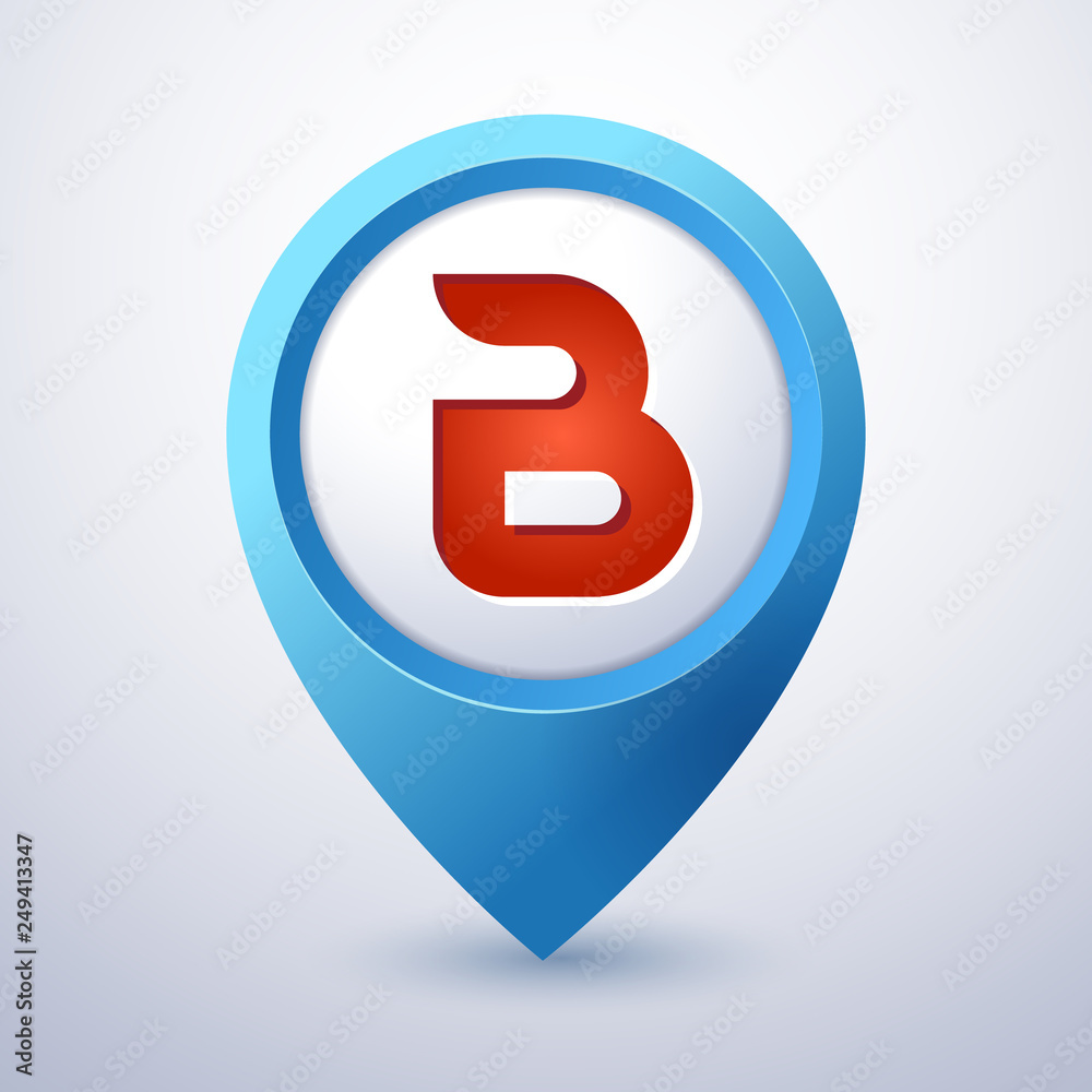 B letter map pin pointer mobile logo template B letter map pin pointer mobile logo template