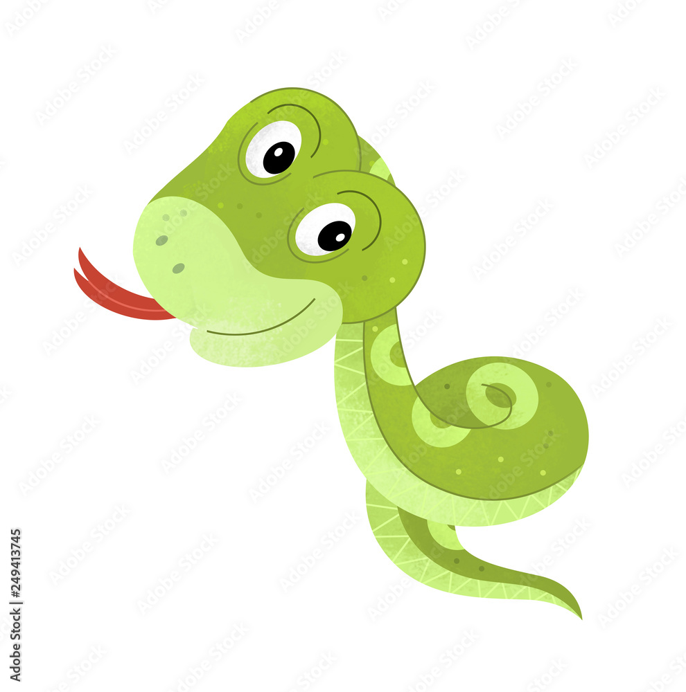 cartoon scene with snake on white background with sign name of animal - illustration for children cartoon scene with snake on white background with sign name of animal - illustration for children