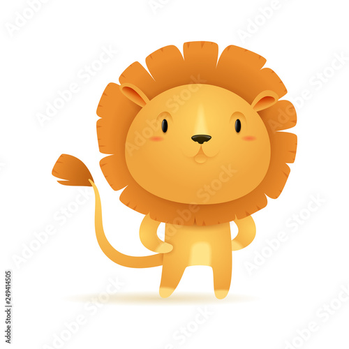 Fototapeta Naklejka Na Ścianę i Meble -  cute little lion character on a white background