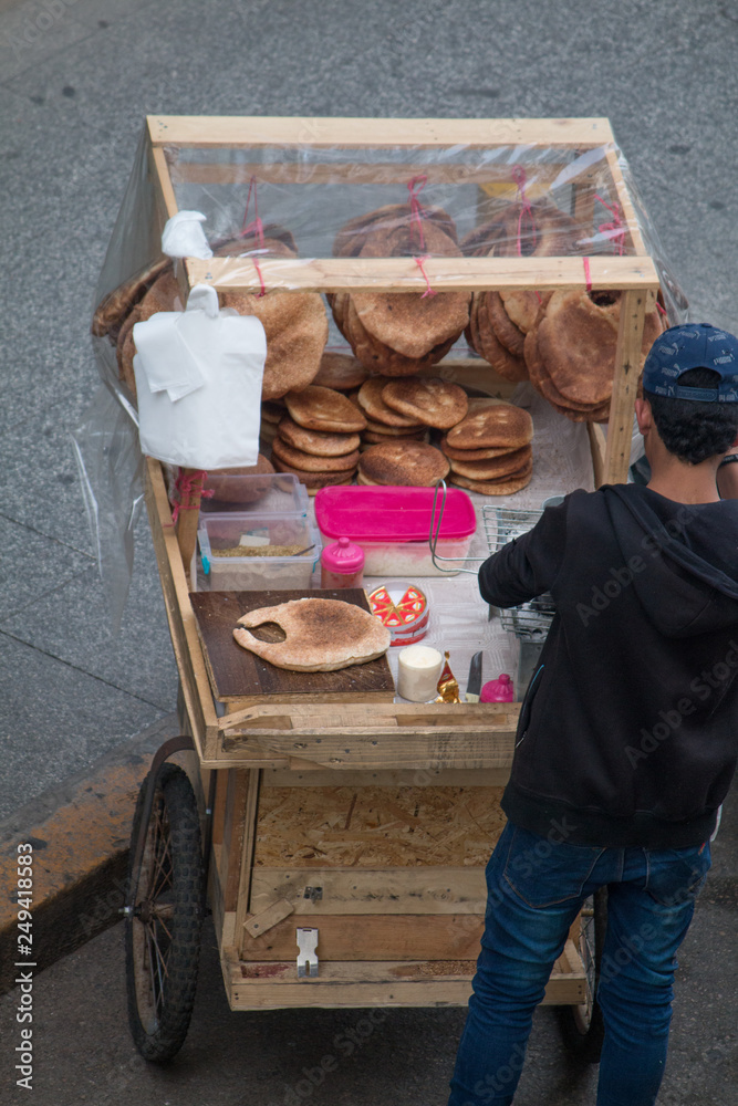 Fototapeta premium Man working with his street food cart, Beirut, Lebanon, Middle East