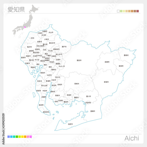 愛知県の地図（市町村・区分け）
