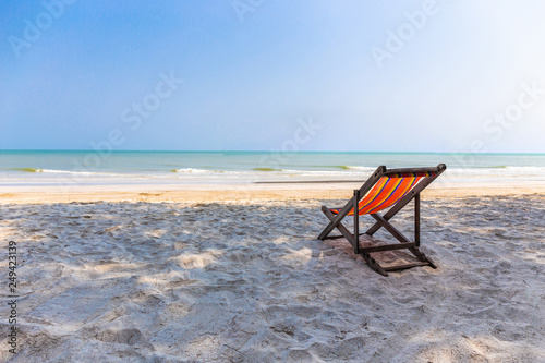    Beach chair on the beach with beautiful landscape at Hua Hin Prachuap Khiri Khan Thailand.