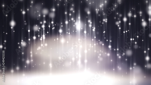 Abstract white particles with bokeh effect, 3d rendering background, computer generated, for technology visual creative
