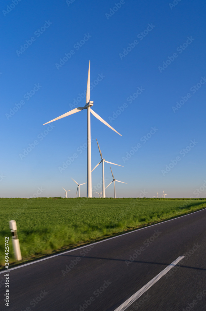 Driving by wind wheel farm