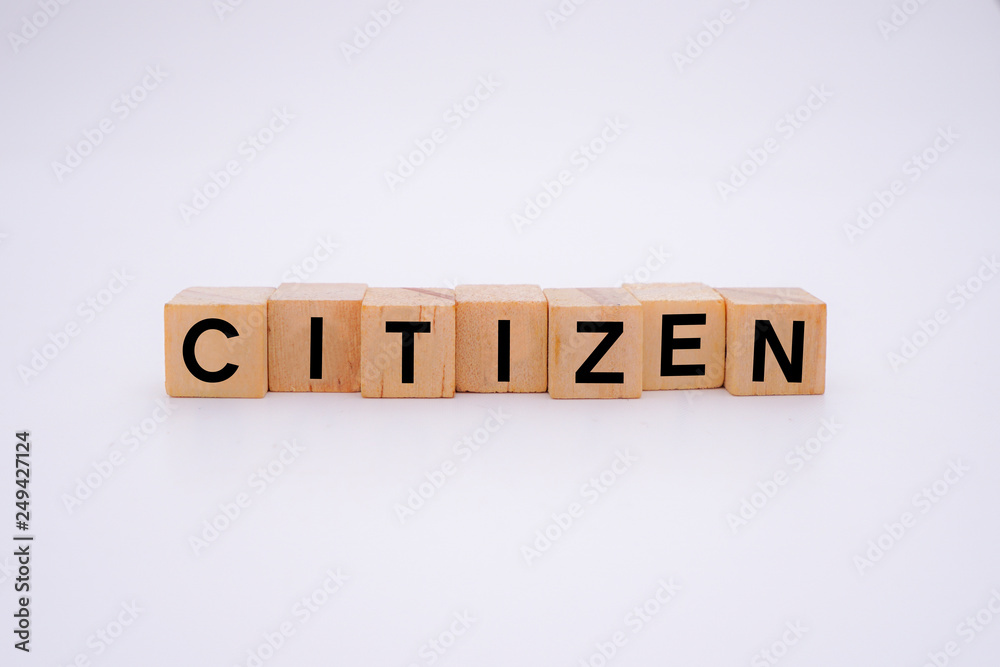Citizen Word Written In Wooden Cube