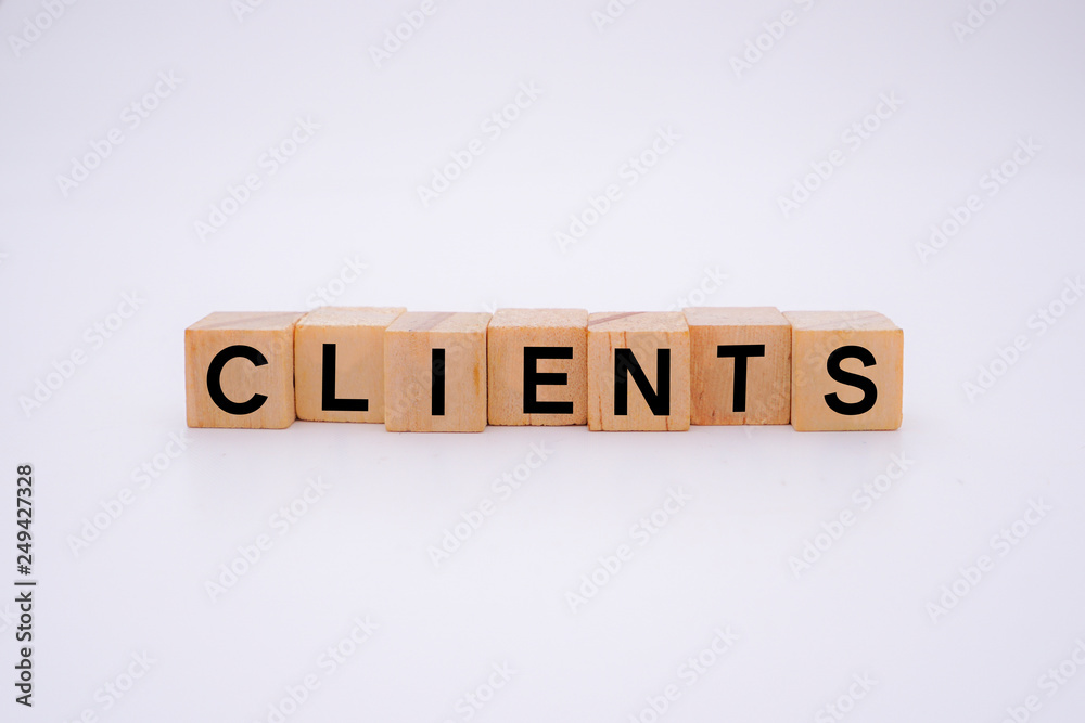 Clients Word Written In Wooden Cube Clients Word Written In Wooden Cube