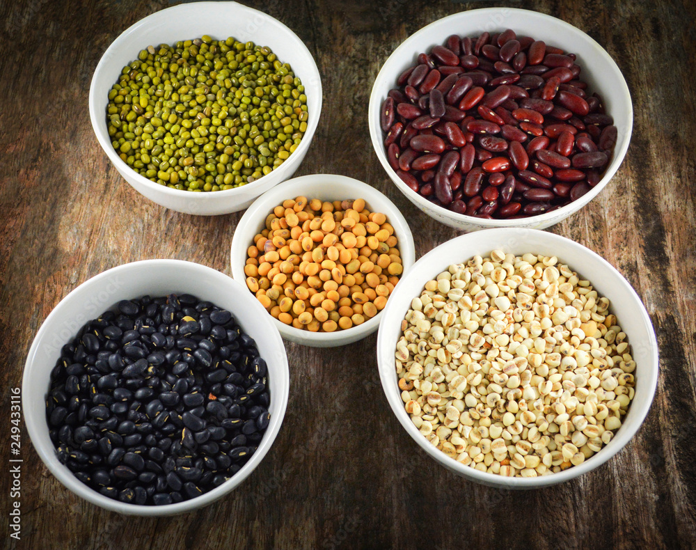 whole grains seeds various lentils with mung bean , black bean , red kidney bean , soybean and Job's tears whole grains seeds various lentils with mung bean , black bean , red kidney bean , soybean and Job's tears