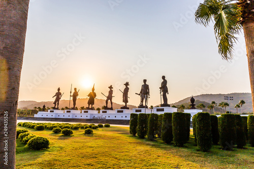 Rajabhakti Park is new landmark and tourist attraction is most popular in sunset time at Hua Hin Prachuap Khiri Khan Thailand. Translate text from Thai language