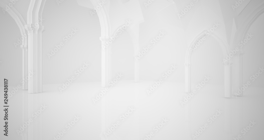Fototapeta premium Abstract white gothic interior. 3D illustration and rendering.