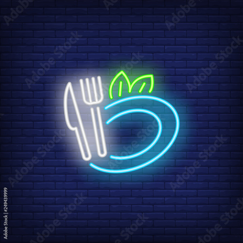 Plate, fork and knife neon sign