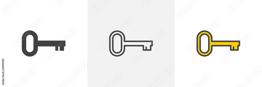 Password key icon. Line, glyph and filled outline colorful version, door key outline and filled vector sign. Symbol, logo illustration. Different style icons set. Pixel perfect vector graphics Password key icon. Line, glyph and filled outline colorful version, door key outline and filled vector sign. Symbol, logo illustration. Different style icons set. Pixel perfect vector graphics