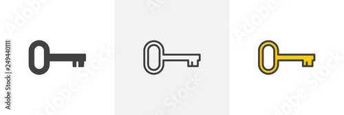 Password key icon. Line, glyph and filled outline colorful version, door key outline and filled vector sign. Symbol, logo illustration. Different style icons set. Pixel perfect vector graphics © alekseyvanin