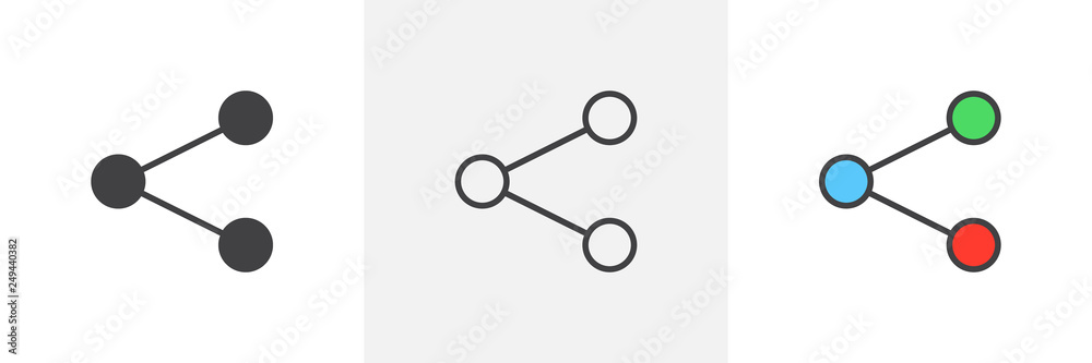 Share connection icon. Line, glyph and filled outline colorful version, link share outline and filled vector sign. Symbol, logo illustration. Different style icons set. Pixel perfect vector graphics Share connection icon. Line, glyph and filled outline colorful version, link share outline and filled vector sign. Symbol, logo illustration. Different style icons set. Pixel perfect vector graphics