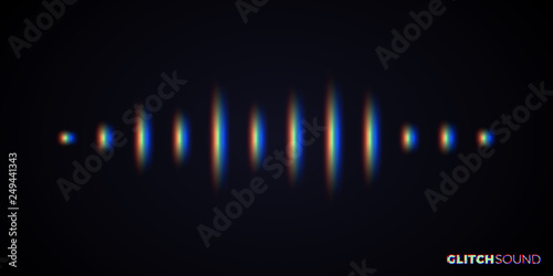 Audio or sound wave with music volume peaks and color glitch effect