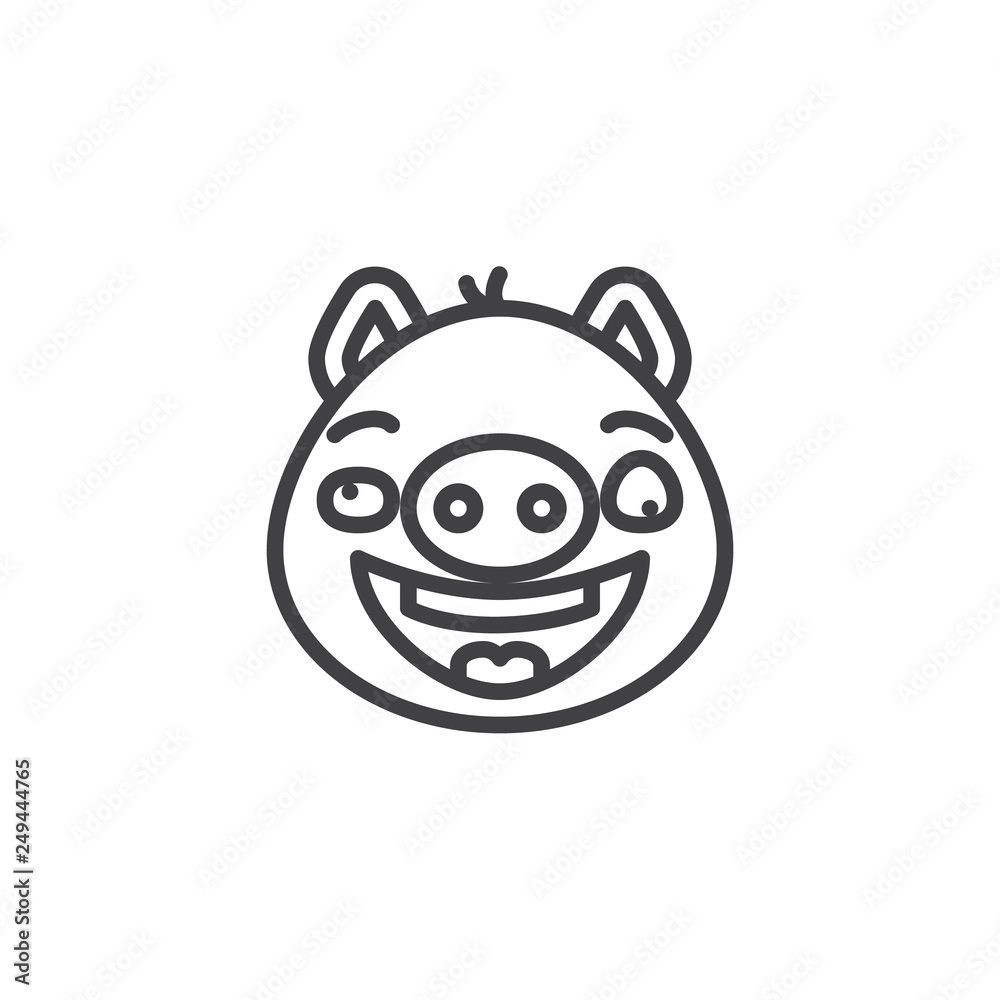 Piggy confused face emoticon line icon. linear style sign for mobile concept and web design. Crazy face emoji outline vector icon. Pig year zodiac symbol, logo illustration. Pixel perfect vector Piggy confused face emoticon line icon. linear style sign for mobile concept and web design. Crazy face emoji outline vector icon. Pig year zodiac symbol, logo illustration. Pixel perfect vector