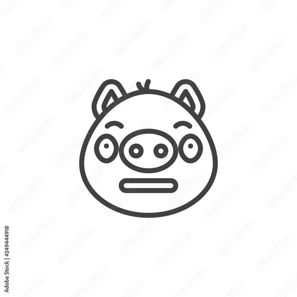Neutral piggy face emoticon line icon. linear style sign for mobile concept and web design. Open eyed emoji outline vector icon. Pig year zodiac symbol, logo illustration. Pixel perfect vector Neutral piggy face emoticon line icon. linear style sign for mobile concept and web design. Open eyed emoji outline vector icon. Pig year zodiac symbol, logo illustration. Pixel perfect vector